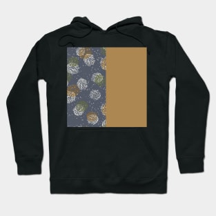 Gold Vertical Split Colorful Pinecone Pattern on Dark Gray Hoodie